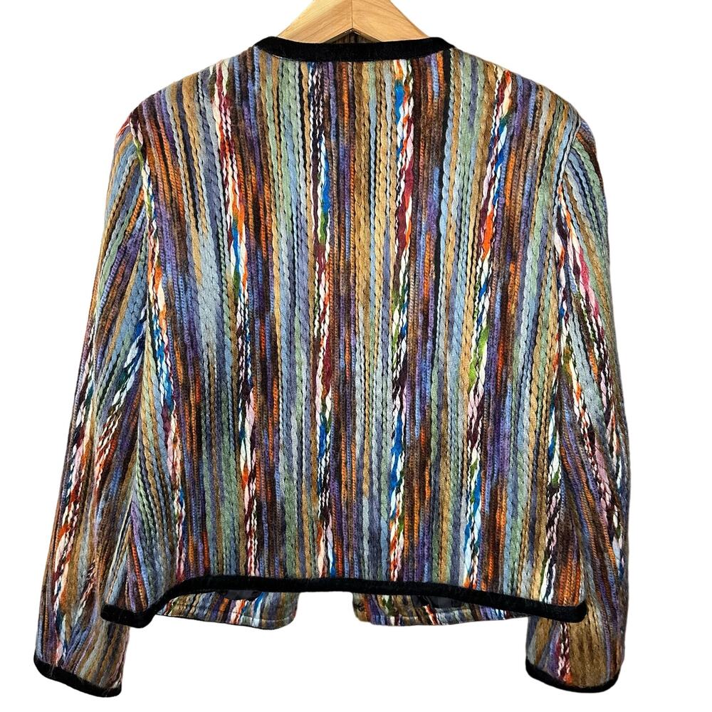 Katherine New York Multicolor Rainbow Thread Yarn Embroidered Blazer Jacket M - Picture 2 of 9